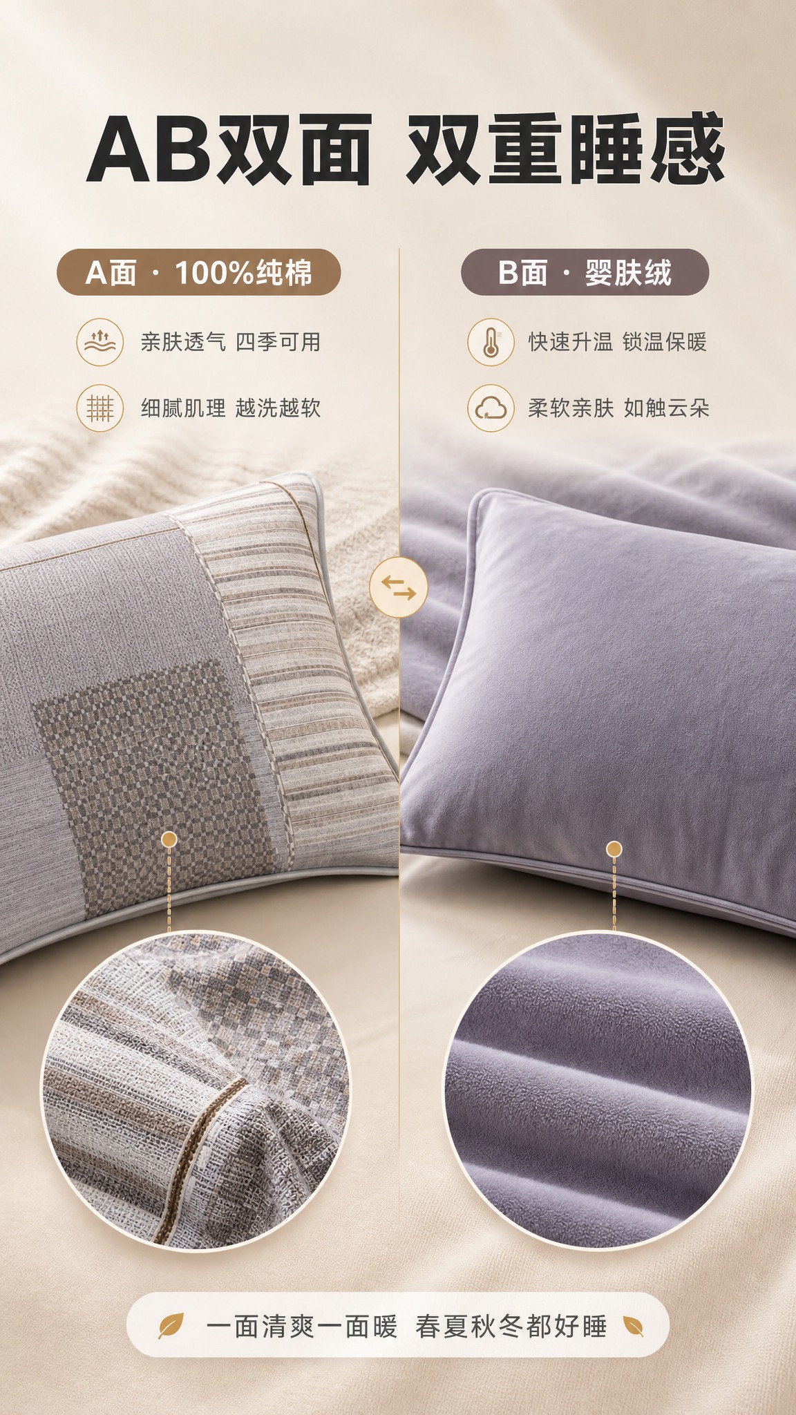 [商品] 使用【图4】橘里-米/兰雾紫枕套（展示B版婴肤绒反面… - 图片创意预览