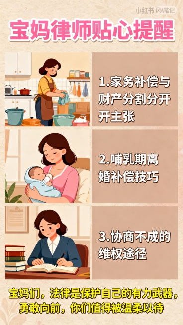 帮我按照上面的风格再将下面的文案生成两张图片。四、全职宝妈如何成功拿到家务补偿？（实操指南）
1️⃣ 证据收集是关键（必存清单）
证据类型	具体材料	收集技巧
身份与婚姻证明	结婚证、子女出生证明、户预览效果