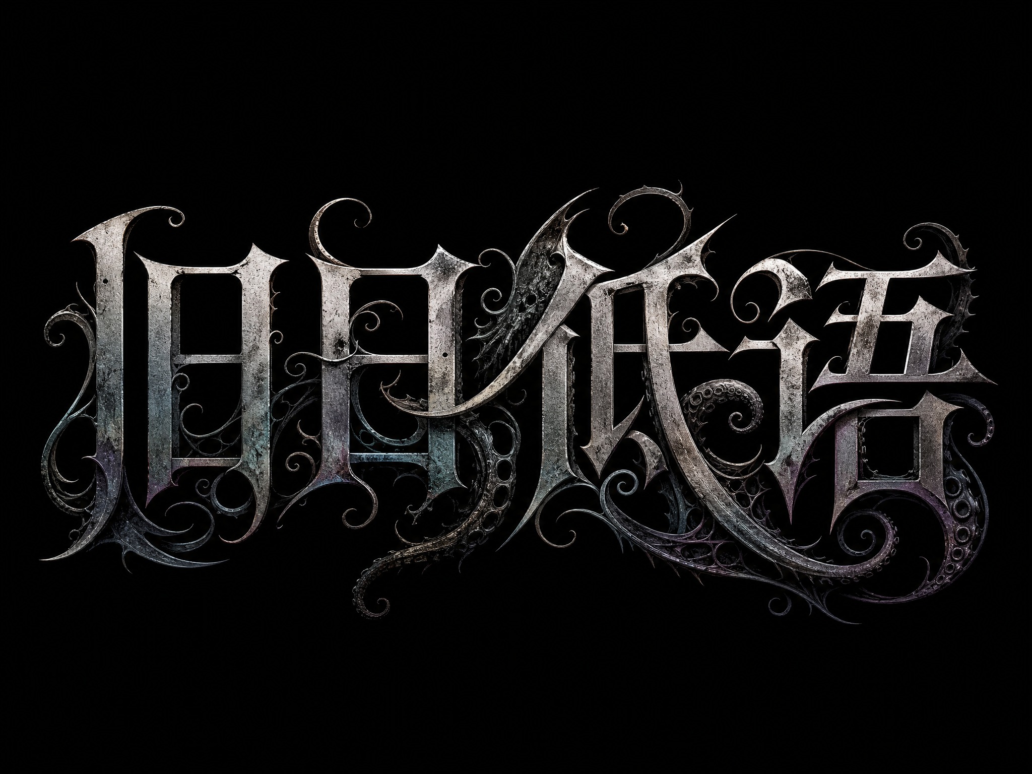 深灰黑色字体，纯黑色背景，干净的背景，创意宋体字体设计四个字"… - 图片创意预览
