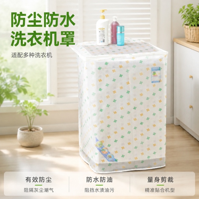 「图片1」，生成一套主图（5张），商品名称是洗衣机罩，卖点是防尘，适配淘宝/天猫平台，主图比例为1:1，尺寸为56*54*86cm预览效果