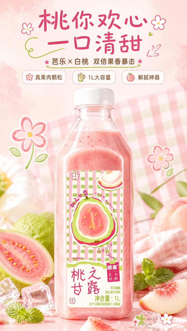 [商品] 使用【图1】统业桃之甘露芭乐桃桃复合果汁饮料1L装；… - 图片创意预览
