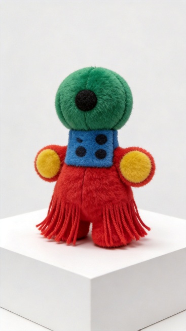 「图片1」将图片中的怪兽做成立体的玩偶，柔软预览效果