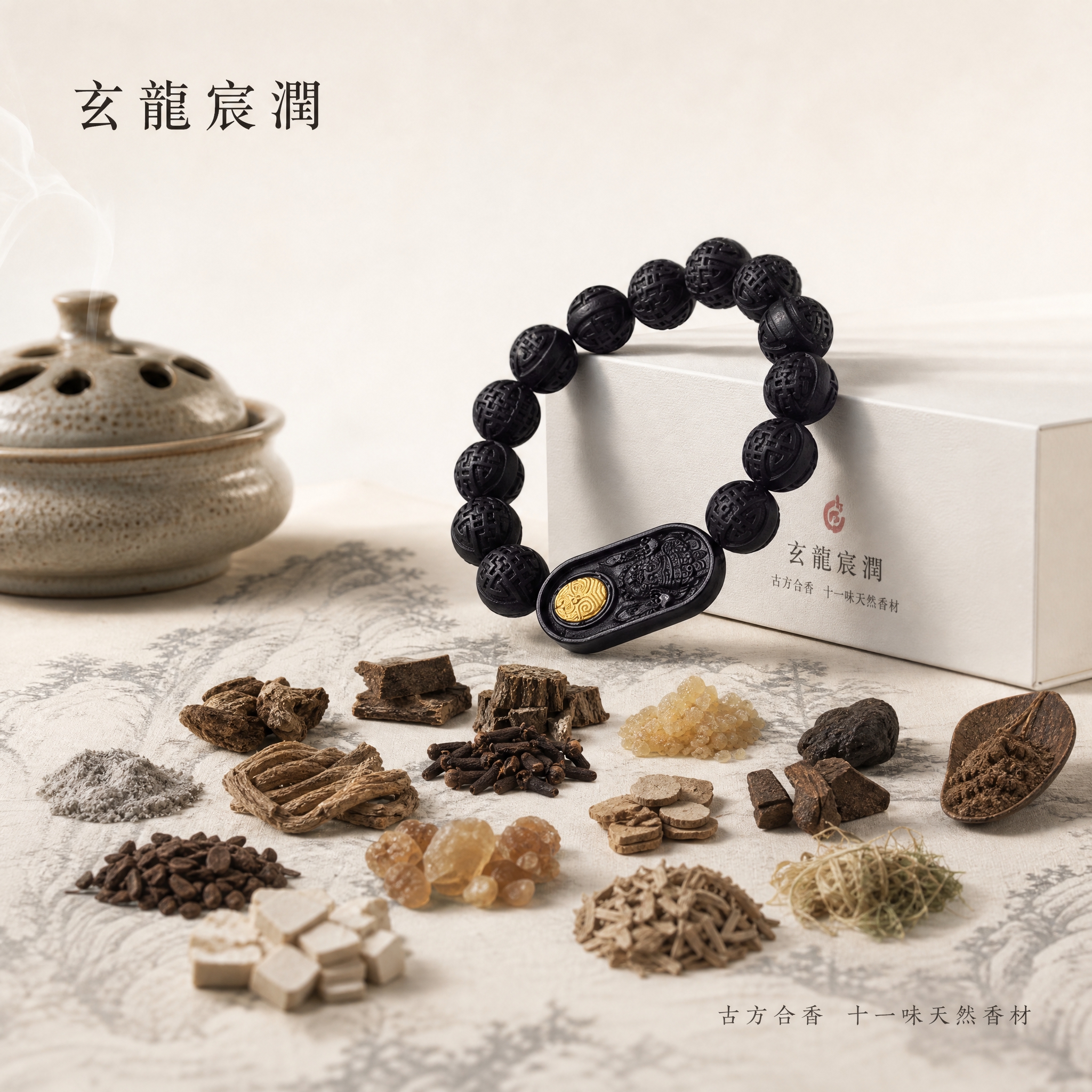 [主图-1] 玄龙宸润合香手串首图，突出产品整体氛围与身份感，… - 图片创意预览