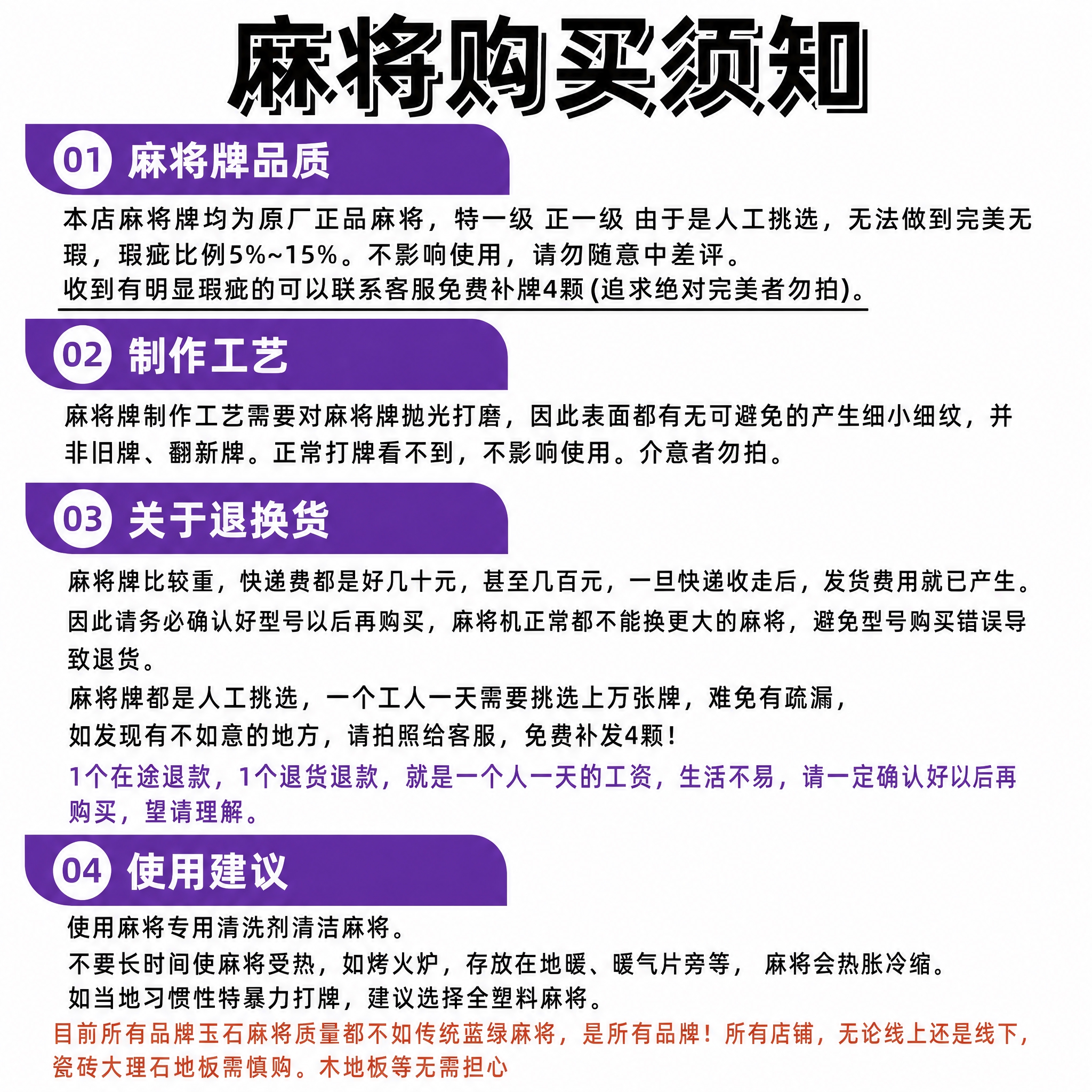 将第03条关于退换货内容中的"免费补发！"改为"免费补发4颗！… - 图片创意预览