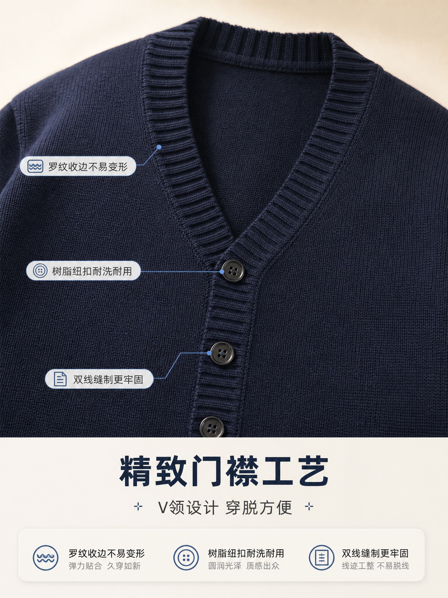 [商品] 使用【图1】藏青色V领护士毛衣开衫；商品处理：保留V… - 图片创意预览