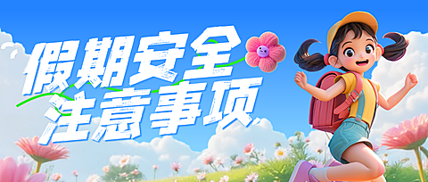 蓝色卡通假期安全注意事项微信公众号封面