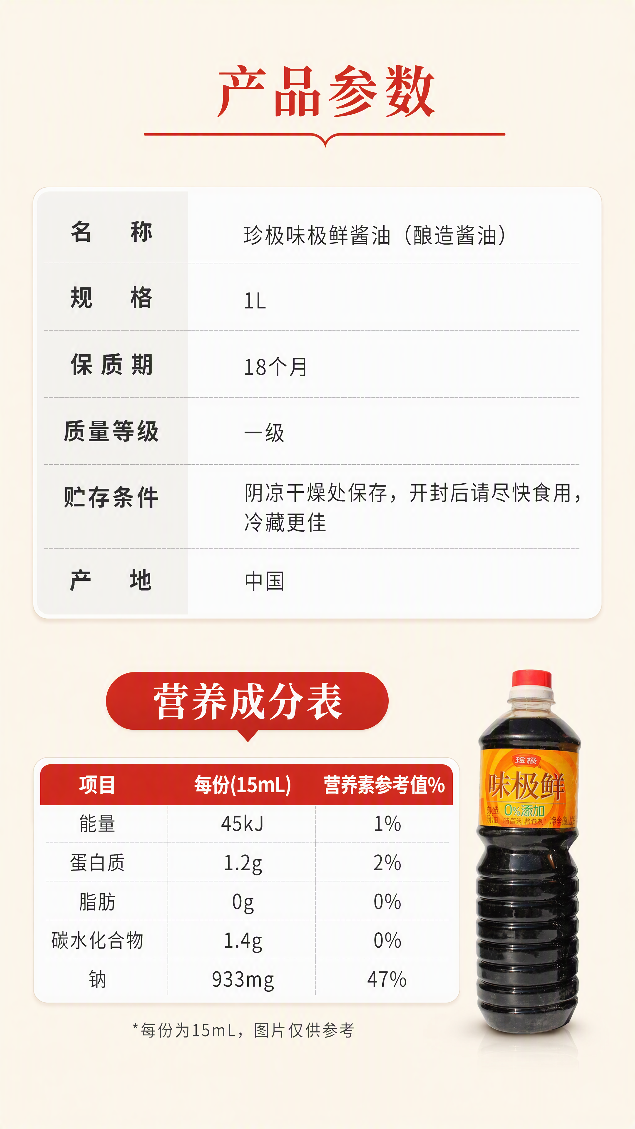 [第2张] 详情页产品参数+营养成分表页-珍极味极鲜酿造酱油。… - 图片创意预览