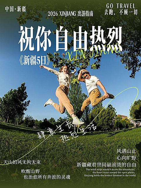 新疆旅游简约高级排版小红书封面