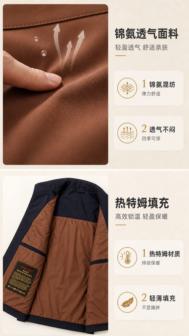 [商品] 使用【图1】焦糖棕马甲（面料展示）+【图8】内里细节… - 图片创意预览