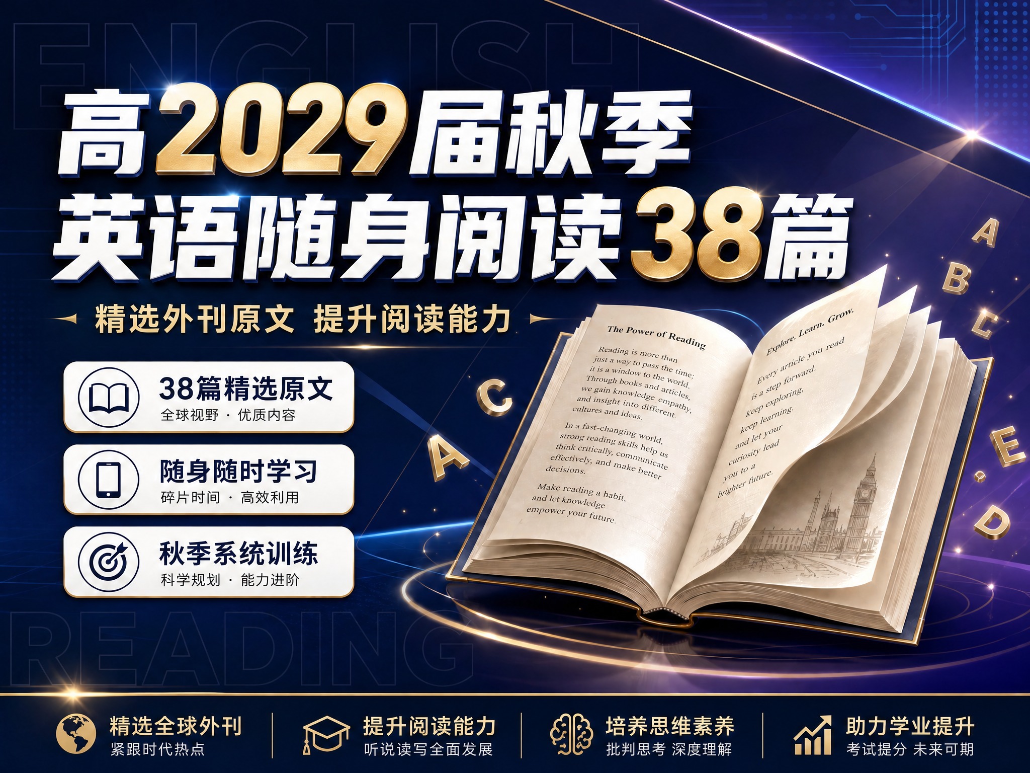 移除右下角的二维码占位方块，将底部四个卖点图标（精选全球外刊、… - 图片创意预览