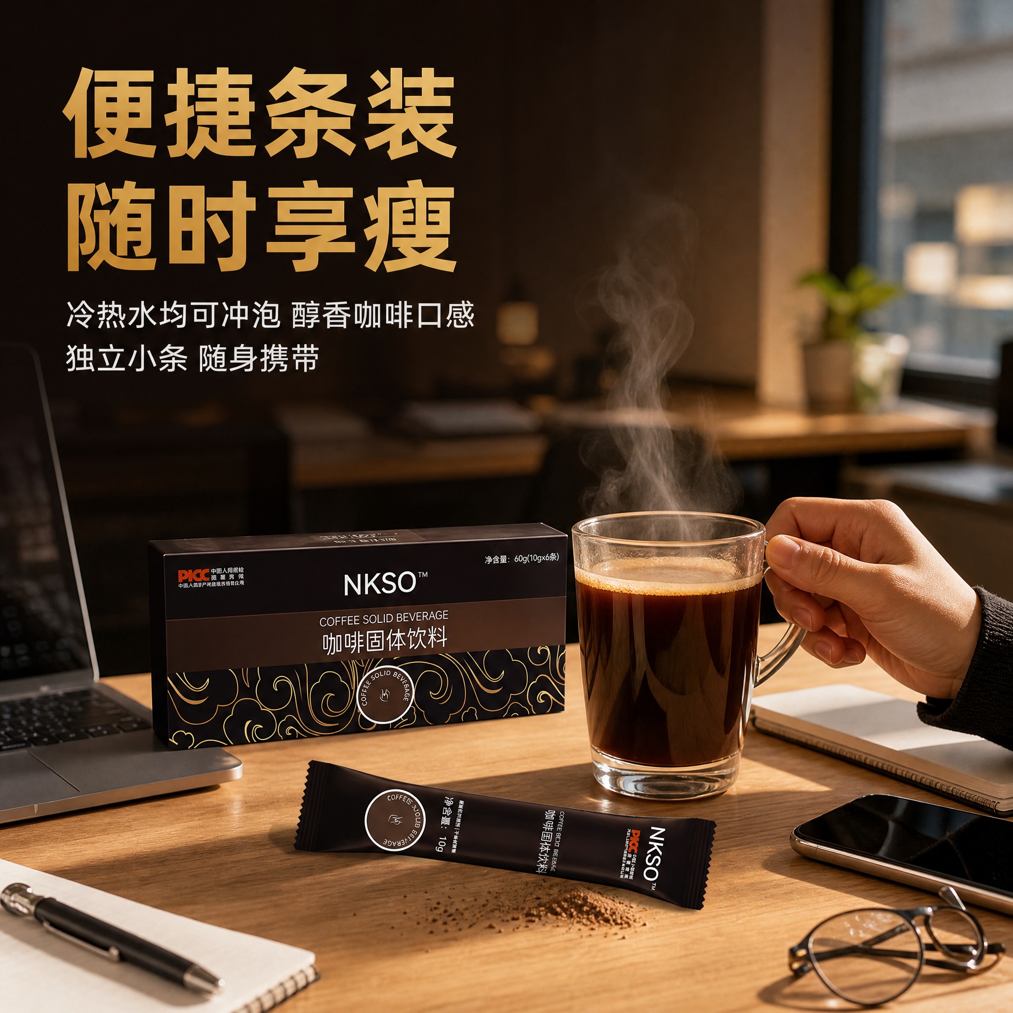 [主图-5] 使用场景 便捷条装日常饮用体验。 [统一基调]… - 图片创意预览