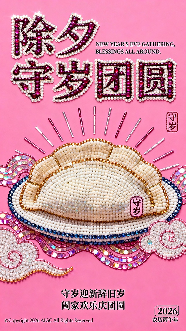 闪亮奢华的珠绣2026除夕