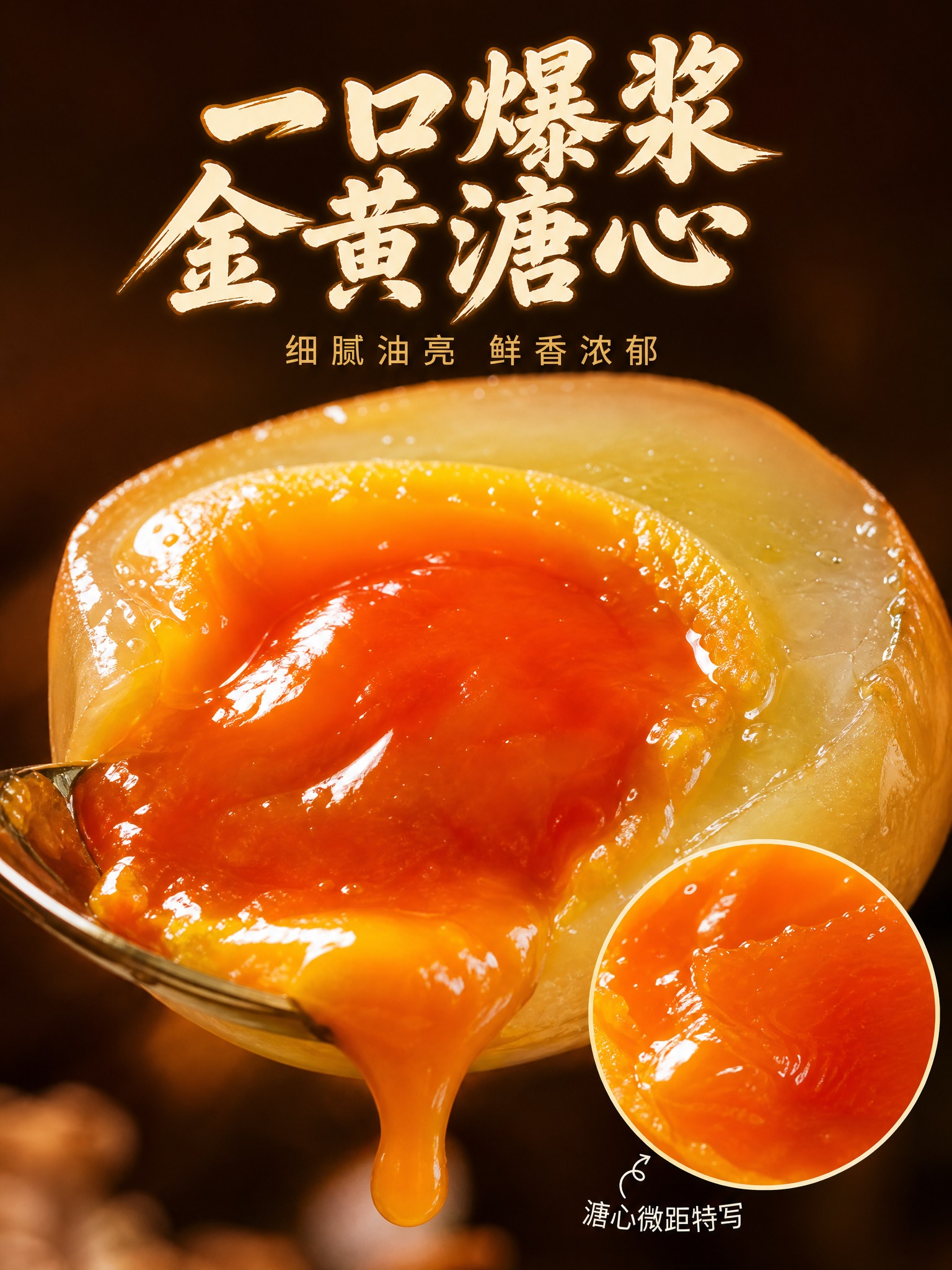 [主图-3] 四川溏心黄心皮蛋微距细节特写，微观种草，极致展示… - 图片创意预览