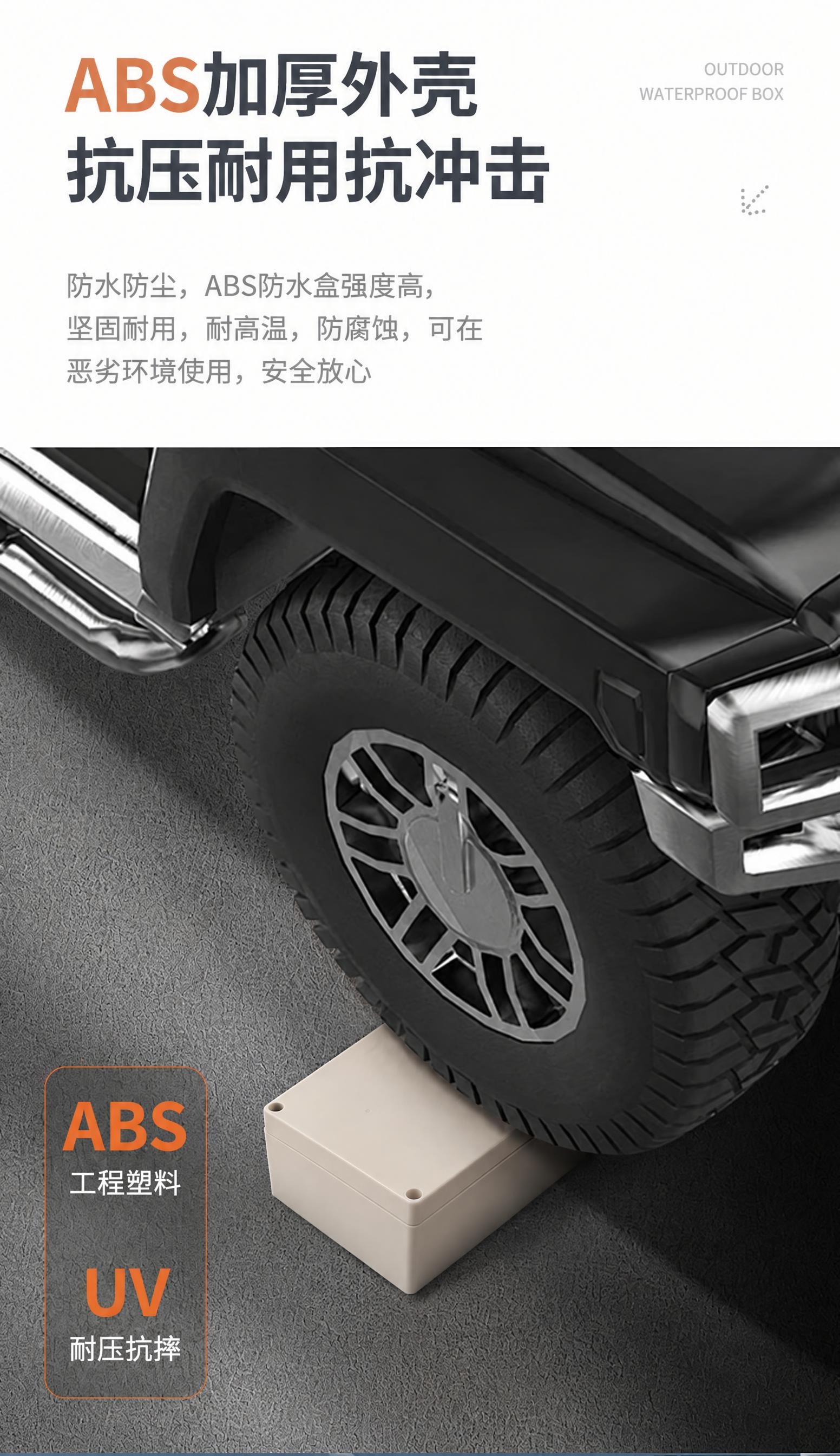 将图一中汽车轮胎下的白色带孔接线盒产品，替换为图二中的米白色塑… - 图片创意预览