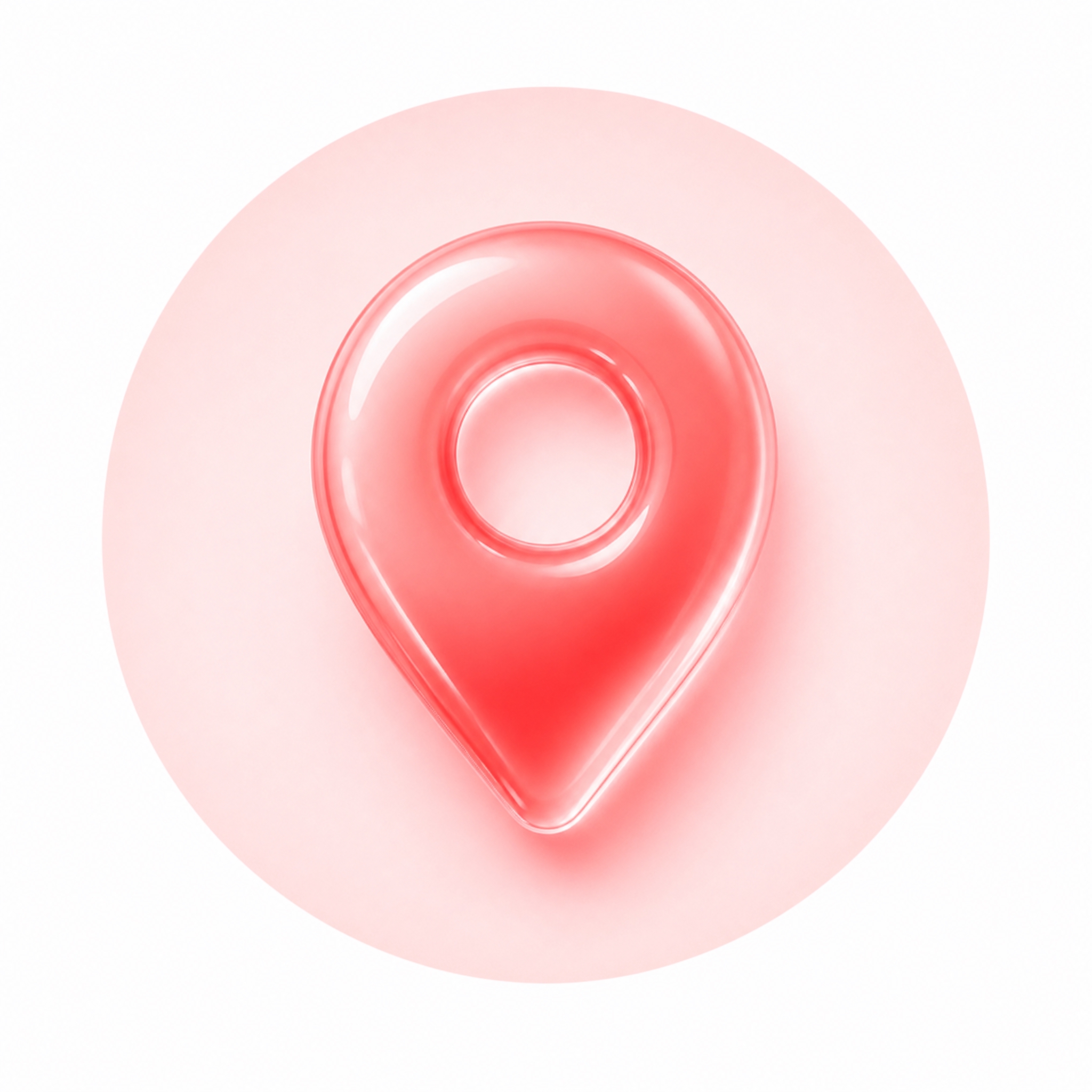 用这个红色系玻璃质感风格，做一个地图图案的icon：地图定位/… - 图片创意预览