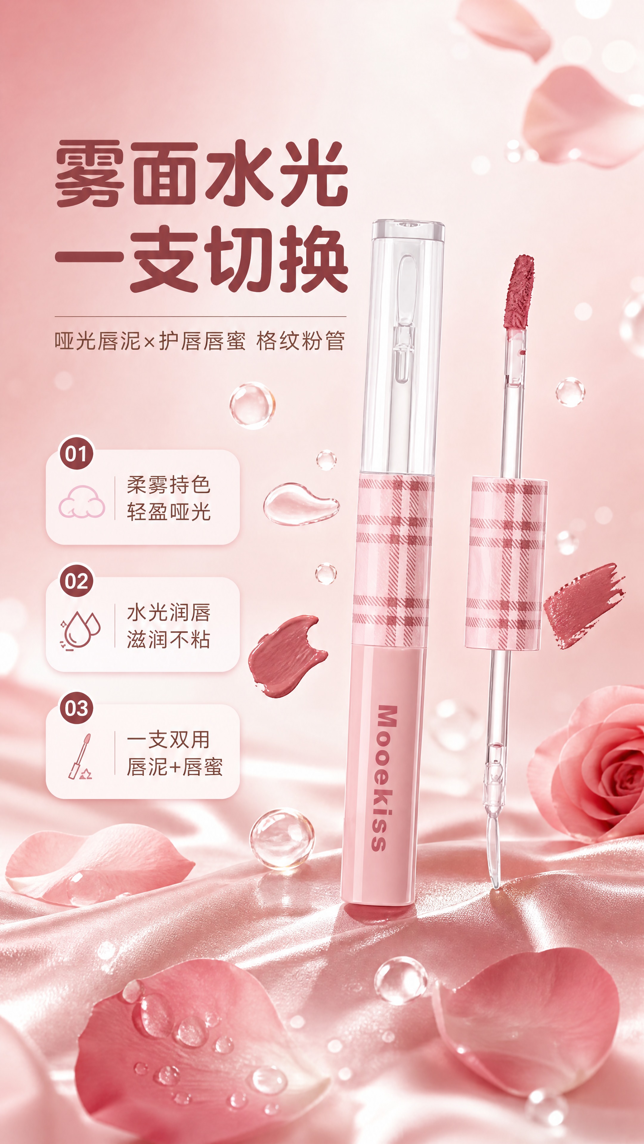 [商品] 使用【图1】Mooekiss 双头唇泥唇蜜：保留粉色… - 图片创意预览