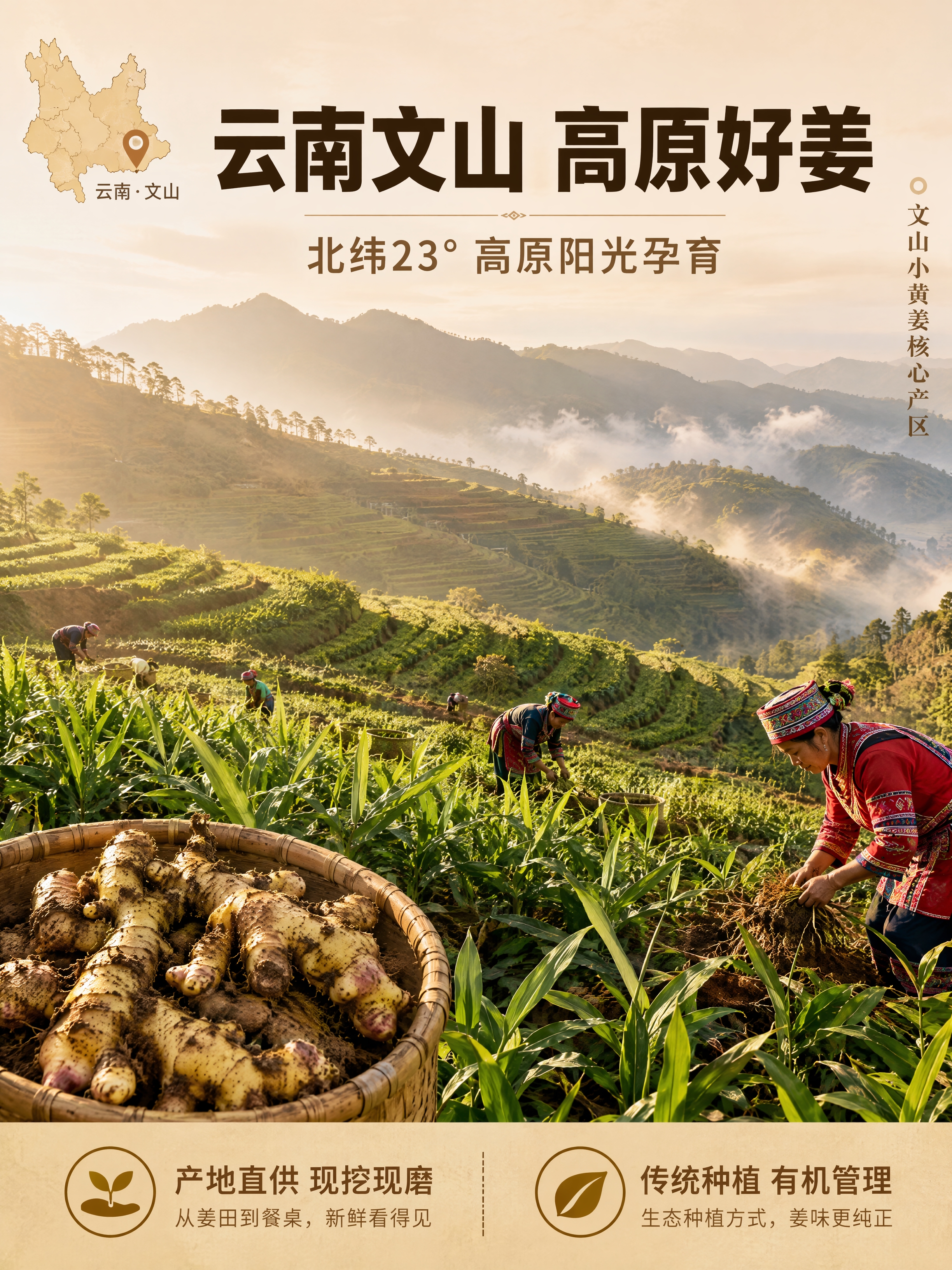 [第2张] 产地溯源页-云南文山高原姜产地叙事。本张为产地图，… - 图片创意预览
