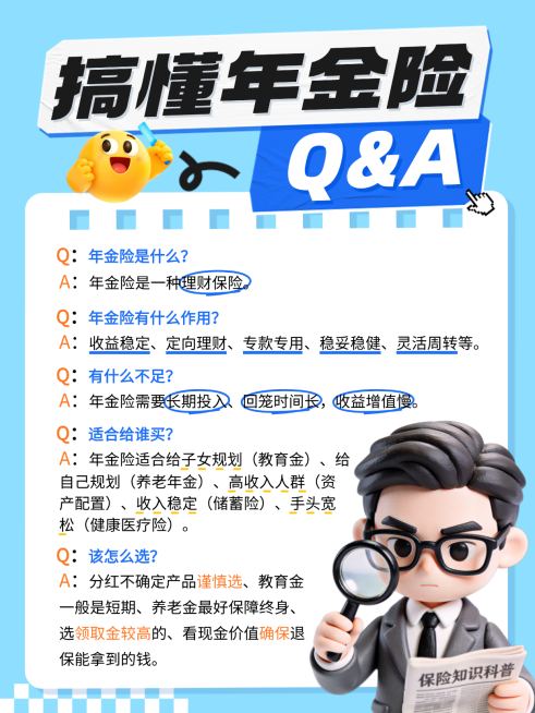保险知识科普分享指南3D卡通手账小红书配图预览效果