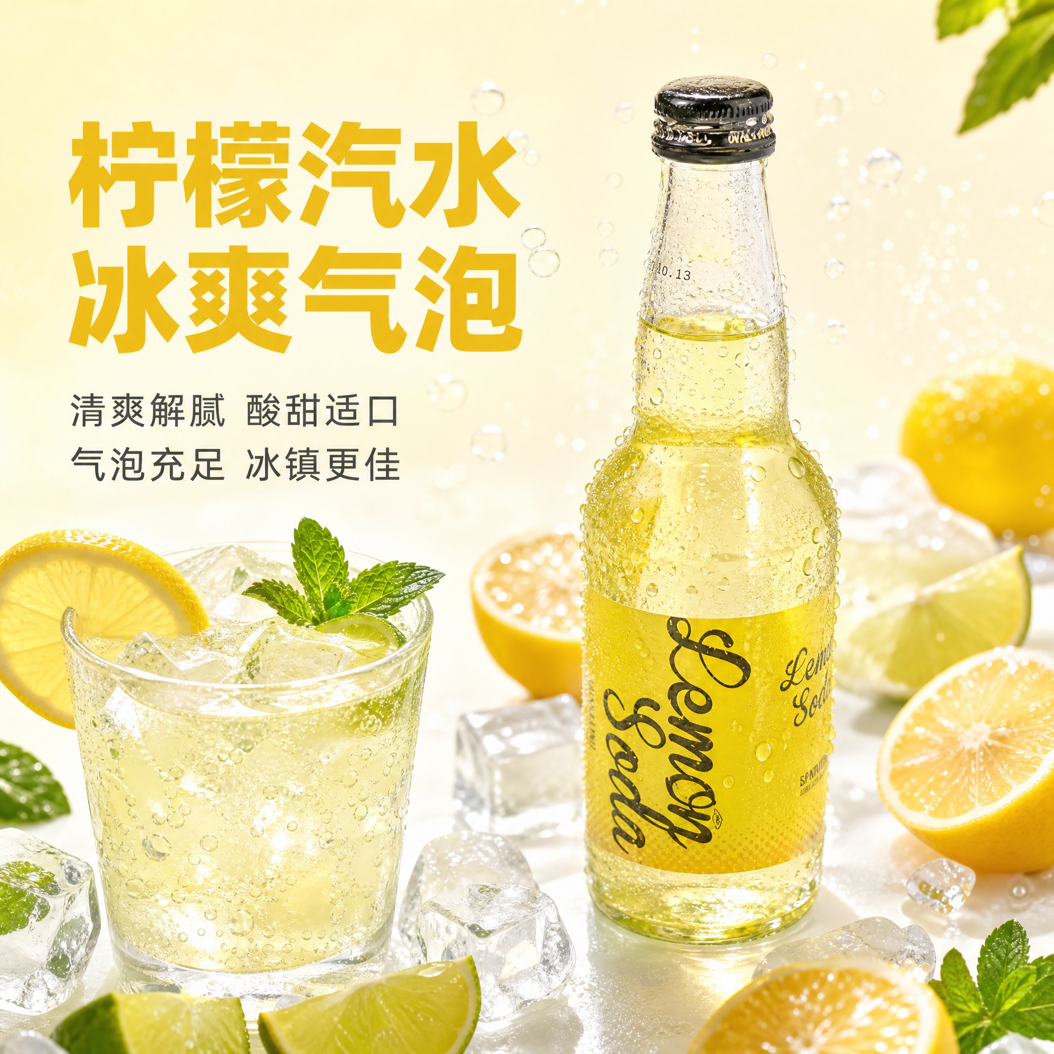 [主图-6] Lemon Soda柠檬汽水首图，突出柠檬味气泡… - 图片创意预览