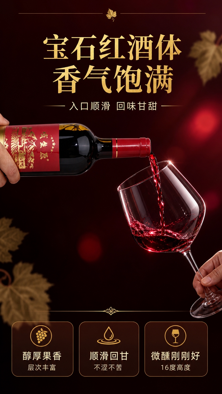 [商品] 使用【图3】域生原红酒倒酒场景图；保留瓶身酒标、金色… - 图片创意预览
