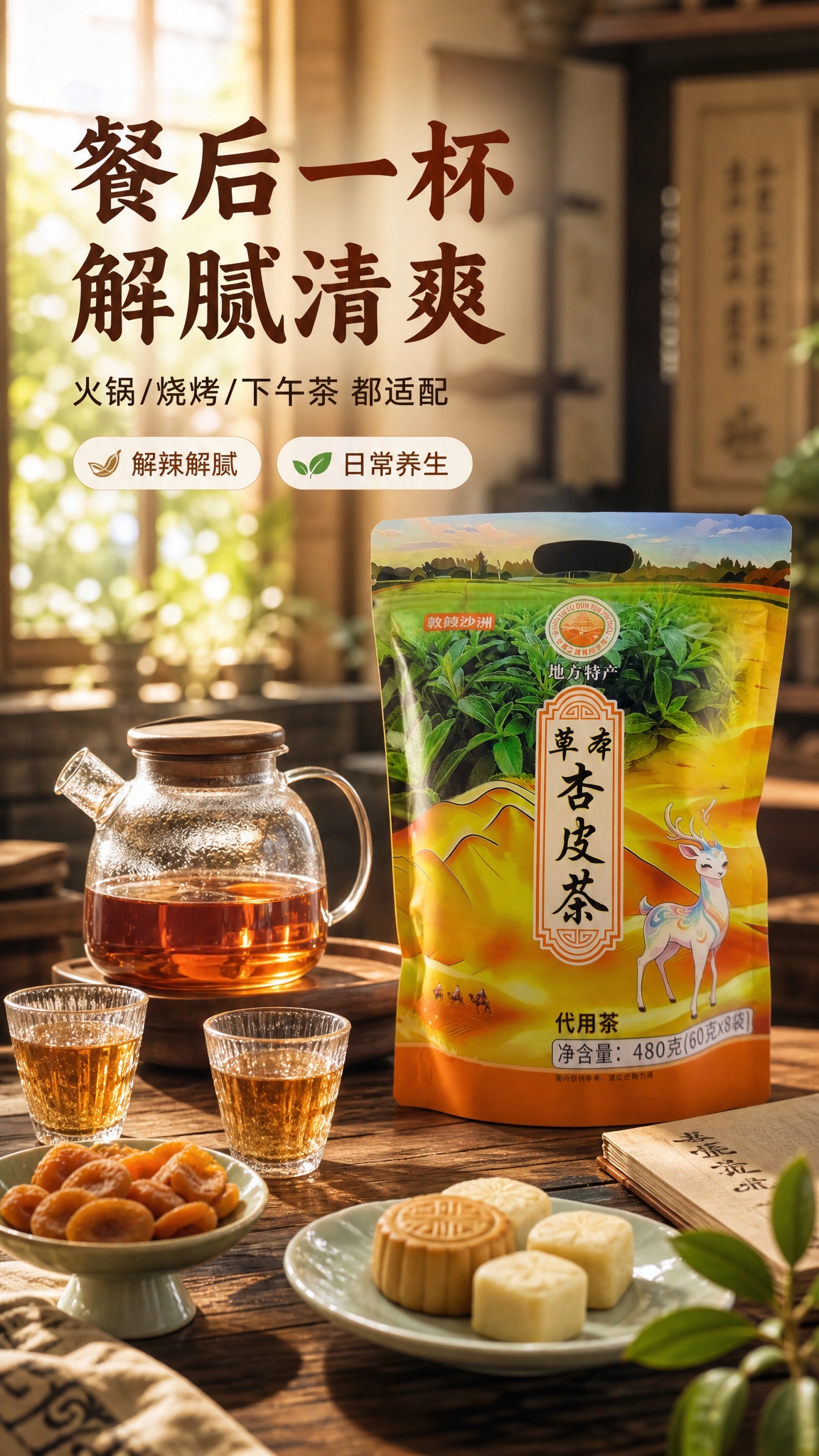 [商品] 使用【图3】草本杏皮茶外袋包装；保留包装袋外观、颜色… - 图片创意预览