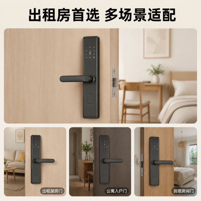「图片1」经典一握开，支持指纹开锁，密码开锁，IC卡开锁，手机NFC开锁，轻松告别带钥匙，出租房首选预览效果