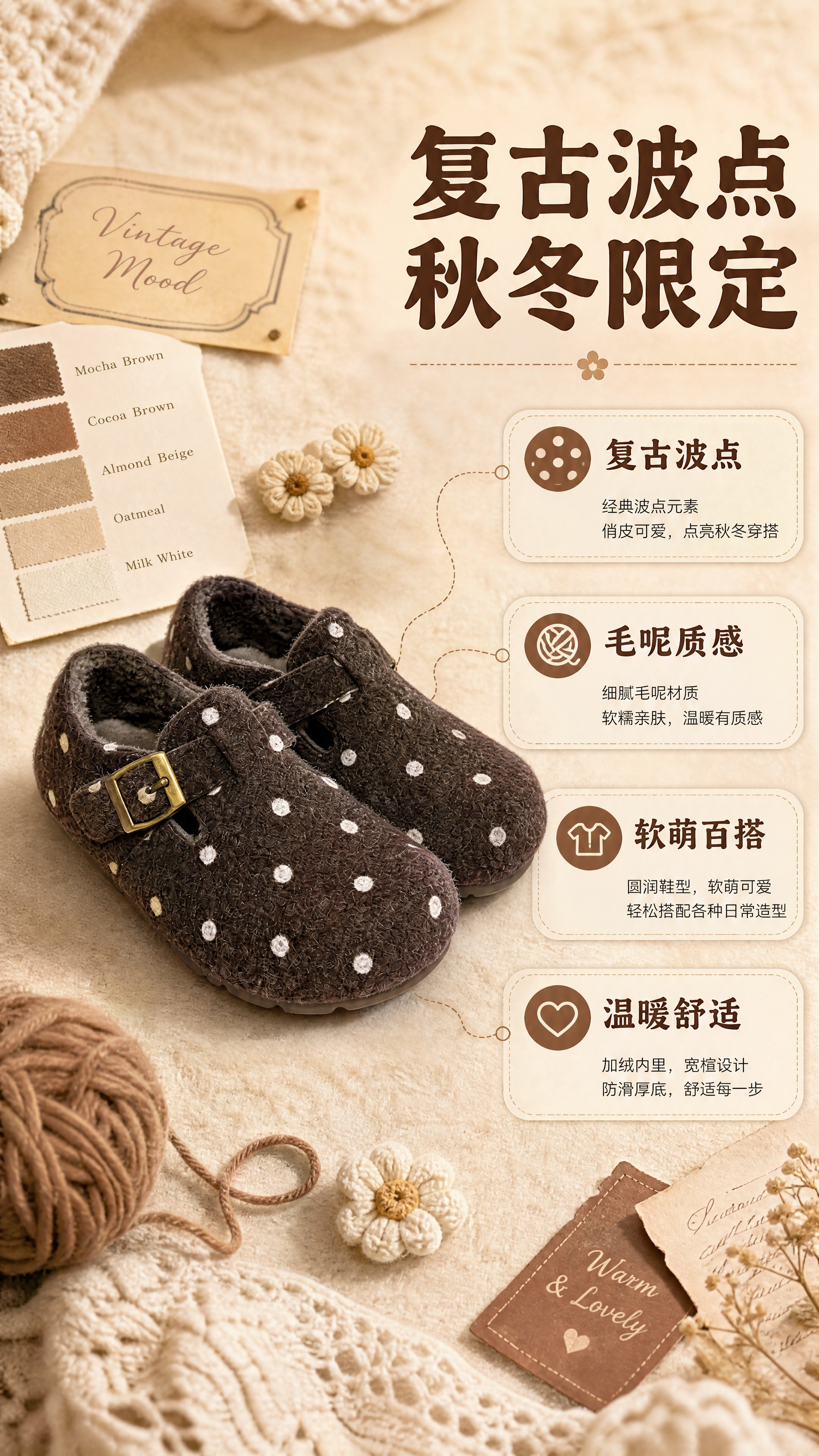 [商品] 使用【图1】深咖色儿童波点毛面勃肯鞋；商品处理：保留… - 图片创意预览