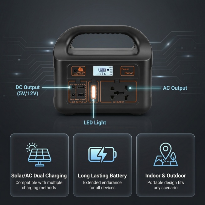 [Main Image 3] Core Features Introduction. Theme: Multi-interface Powerful Output. The 150W solar po预览效果