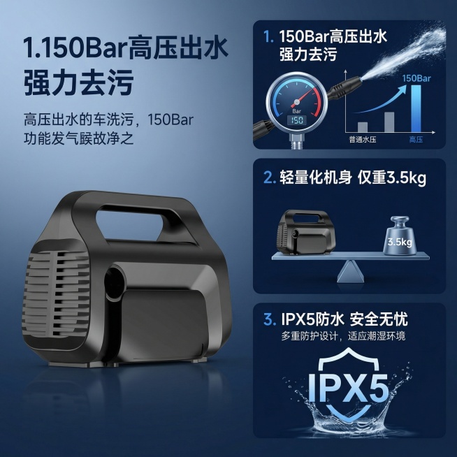 这是高压洗车机 帮我生成一套详情页预览效果