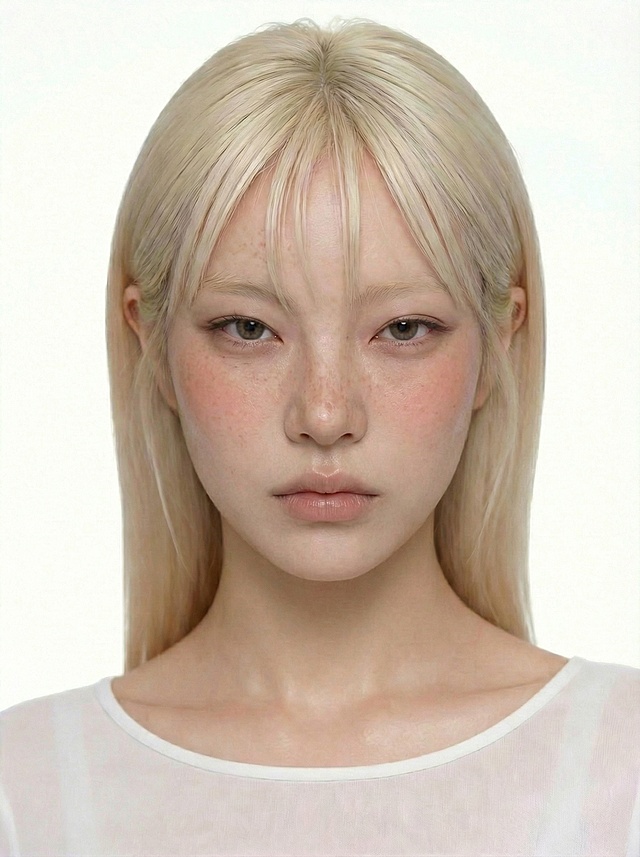 保持模特五官发型背景不变，生成冷酷的表情