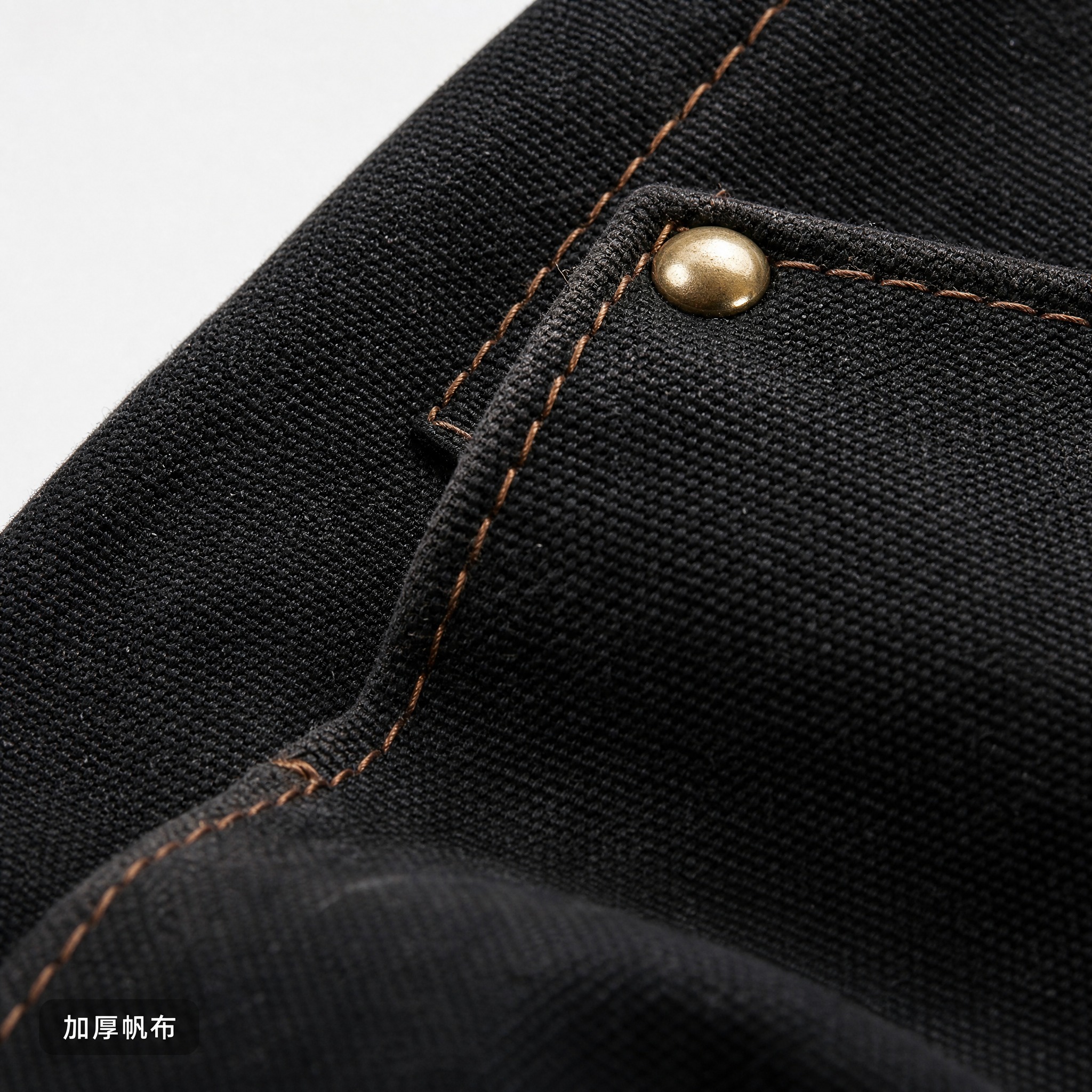 [主图-5] 黑色帆布工装围裙面料纹理微距特写，突出帆布材质的… - 图片创意预览