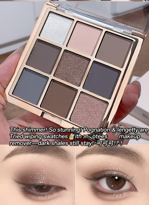 方案一：口语化翻译（保留符号）："This shimmer! So stunning! Pigmentation & longevity are 🐮 Tried wiping swatches wi预览效果