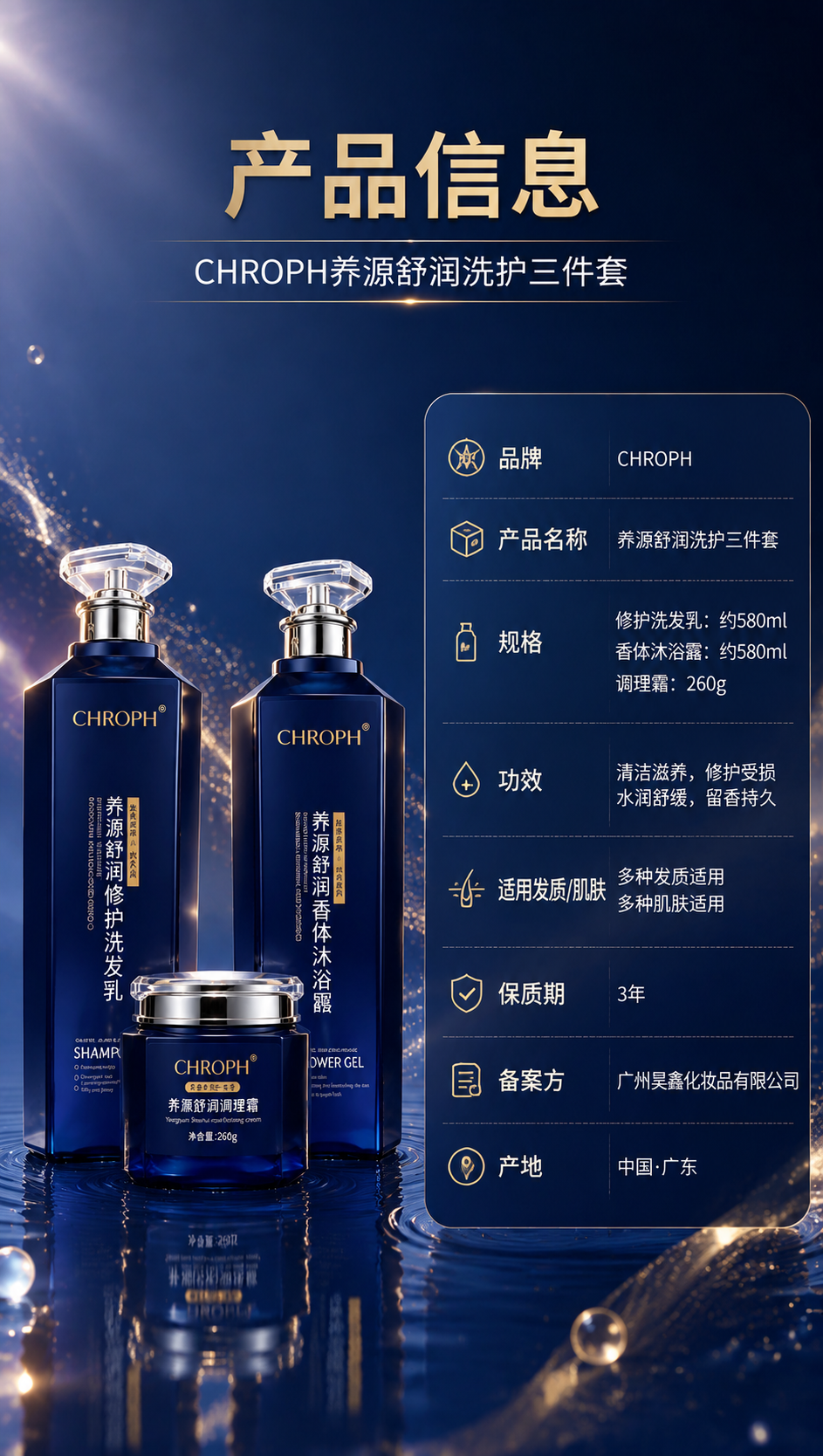 [商品] 使用【图1】CHROPH养源舒润洗护三件套（左：修护… - 图片创意预览