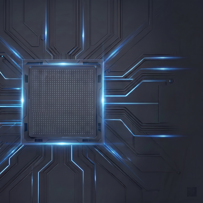 去除图中的逆变器主体和所有文字卖点，保留原始背景所有元素：深灰色科技电路板背景、蓝色光线线条效果，保持背景的纹理、光影和蓝色光效完整不变，生成一张空白的背景图，保持原比例，高清画质，没有任何产品和文字预览效果