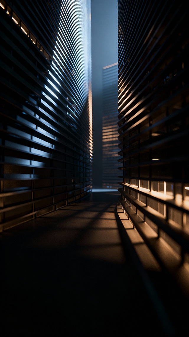 Abstract light architecture background, futuristic structural forms made of light, cinematic shadows, premium digital finance style, dark elegant tone, modern branding aesthetic, no icons, no text, vertical 9:16