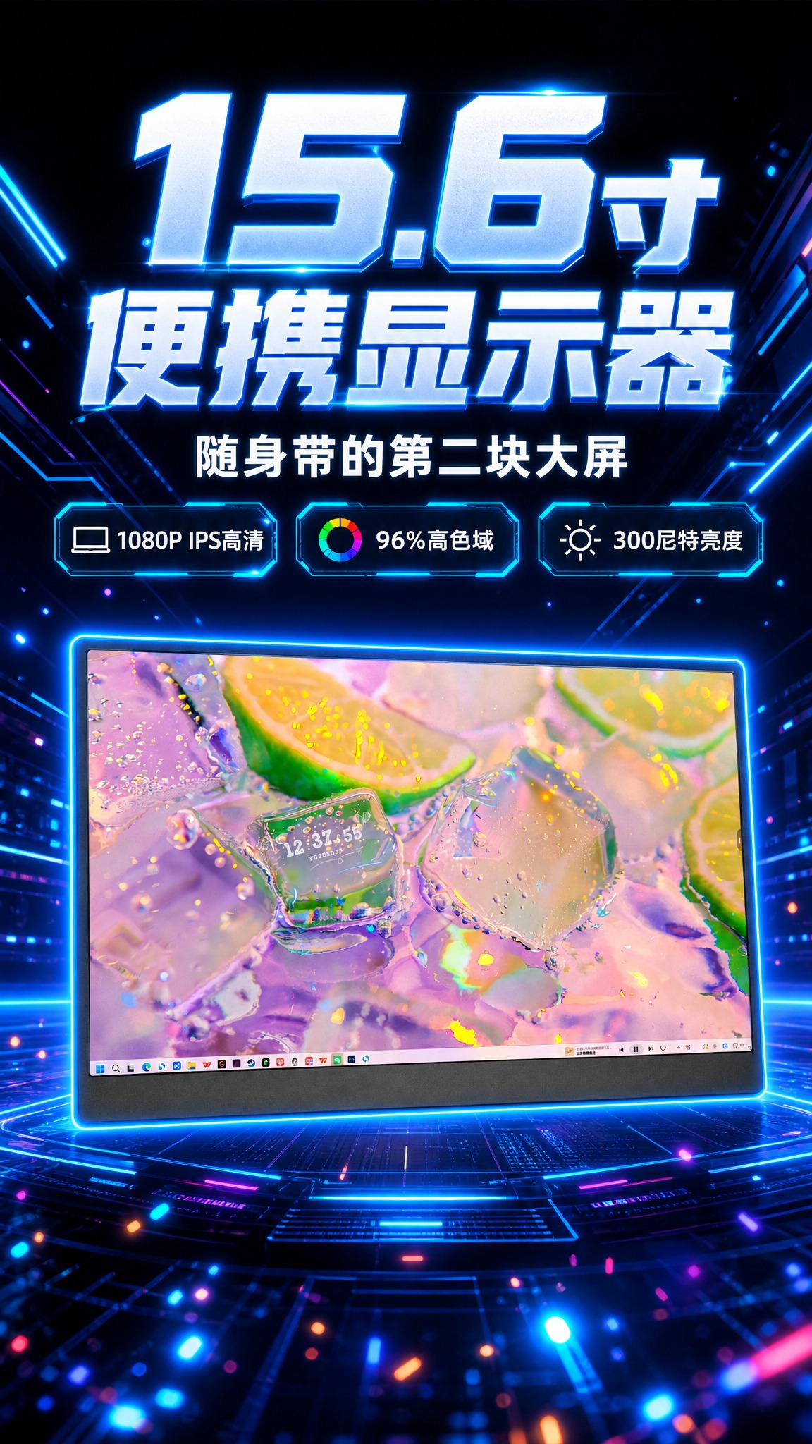 [商品] 使用【图4】15.6寸便携显示器正面亮屏图；保留屏幕… - 图片创意预览