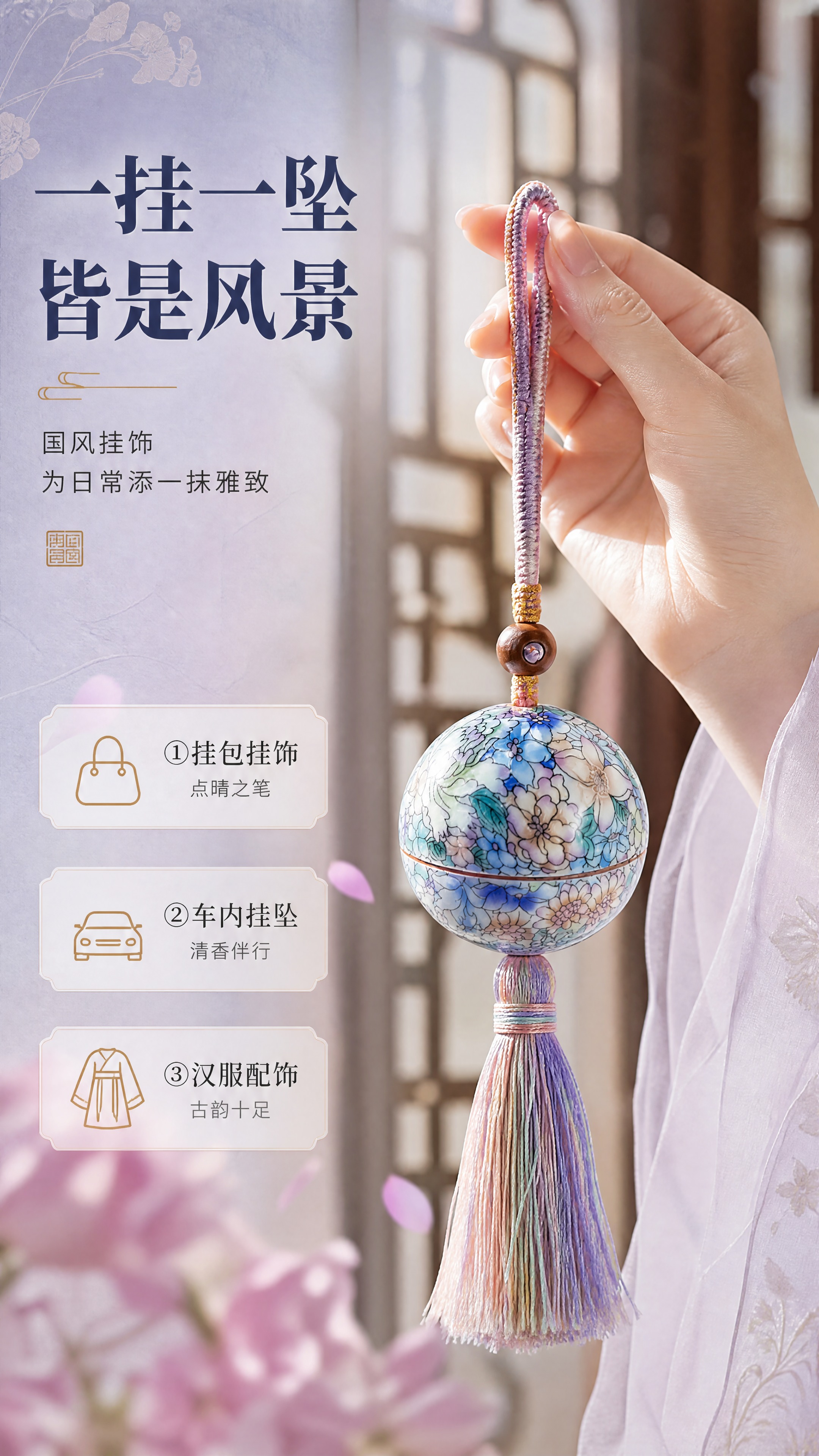 [商品] 使用【图1】景德镇手绘万花陶瓷香囊吊坠罐；保留球形罐… - 图片创意预览