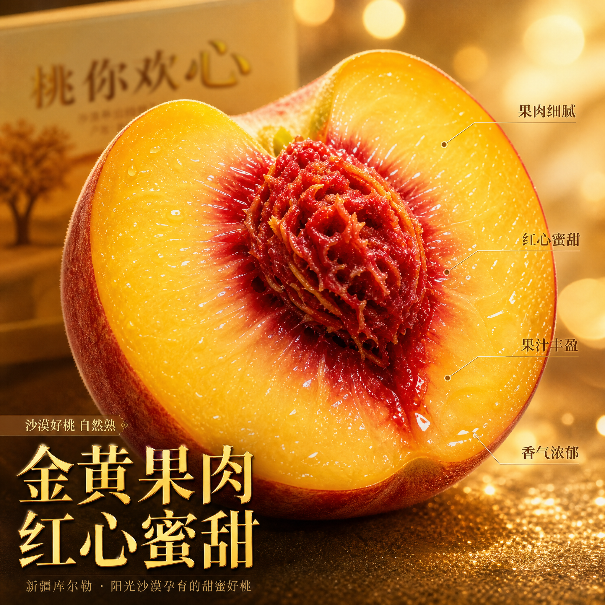 [主图-3] 新疆库尔勒桃子 果肉细节与口感 [统一基调] 高… - 图片创意预览