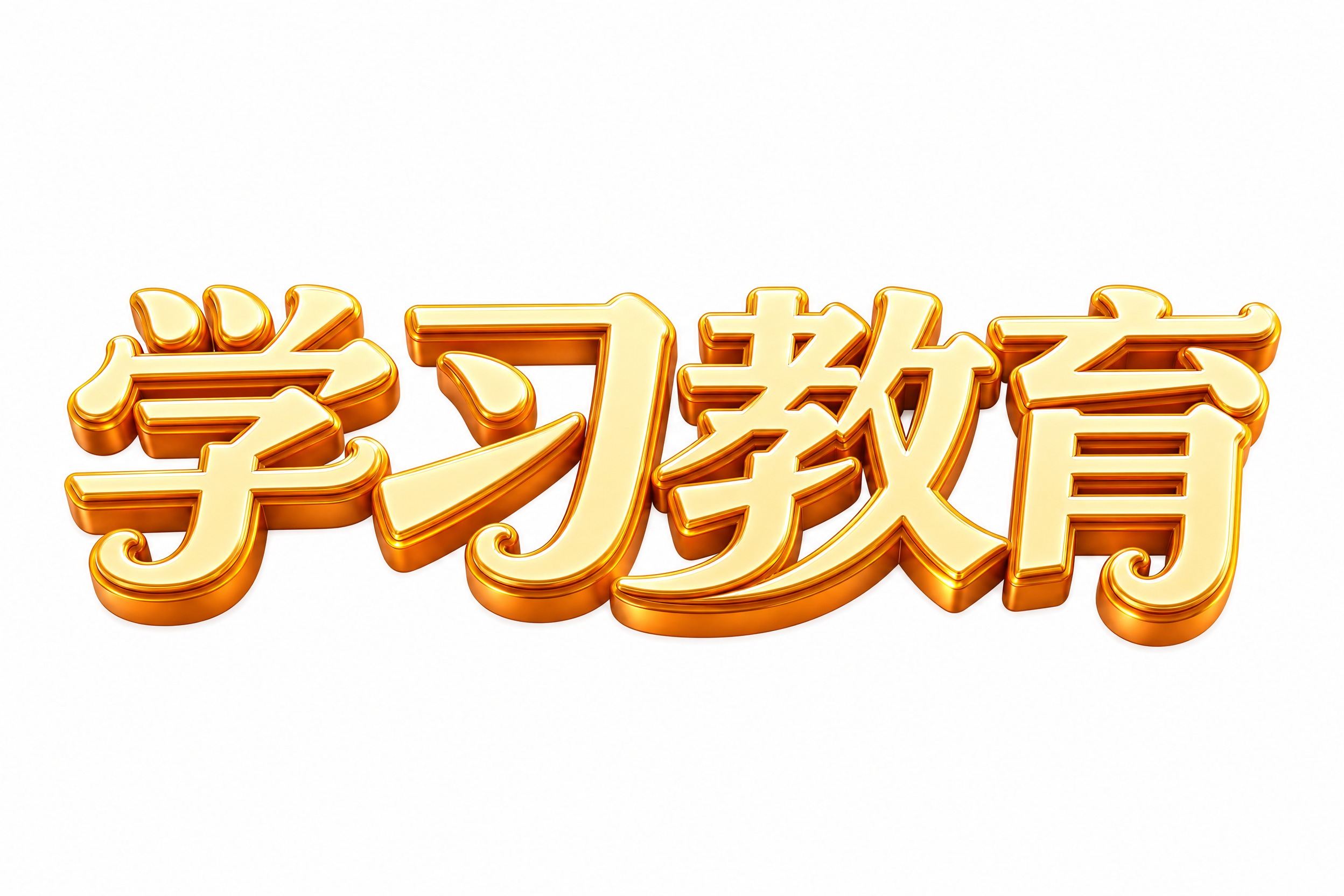 金色立体艺术字，白色纯净背景，创意黑体字体设计四个字"学习教育… - 图片创意预览