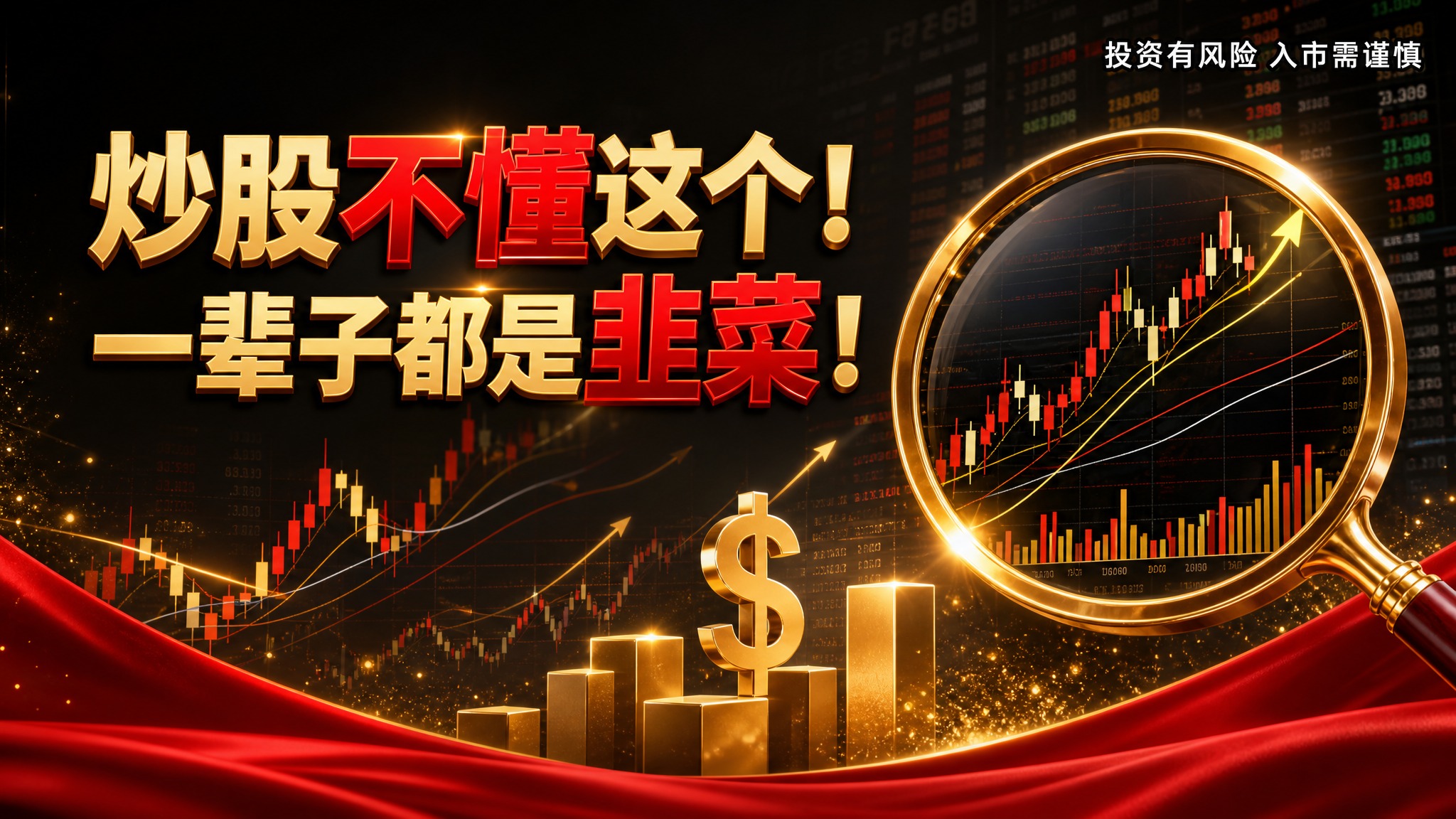 金融股票公众号封面图，16:9横版，参考图风格：黑金红配色，高… - 图片创意预览