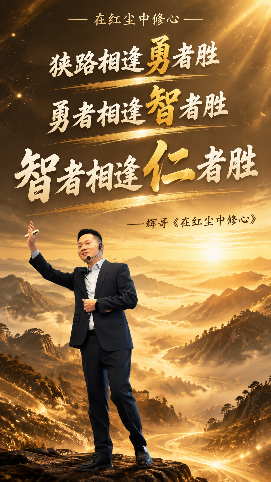 个人IP金句海报，竖版9:16，大气磅礴的暖金力量风格，有格局… - 图片创意预览
