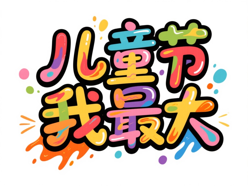 主标“儿童节我最大”。街头涂鸦风格，白色背景预览效果