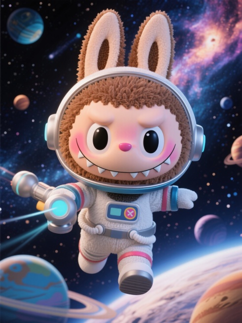 它在宇宙探险，身穿宇航服预览效果