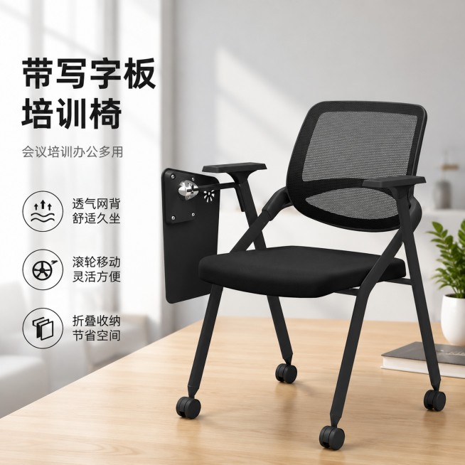 「图片1」，生成电商主图（1张），商品名称是带写字板培训椅，适配淘宝/天猫平台，主图比例为1:1预览效果