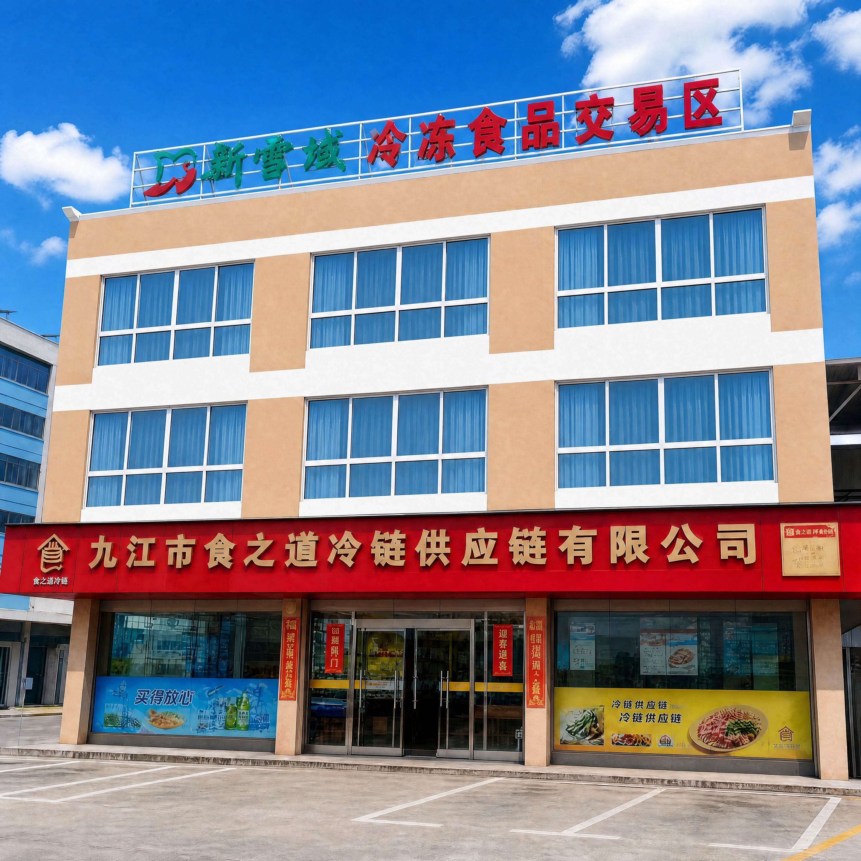 参考第二张图的门窗和玻璃装饰样式，修改第一张图的建筑：1.将建… - 图片创意预览