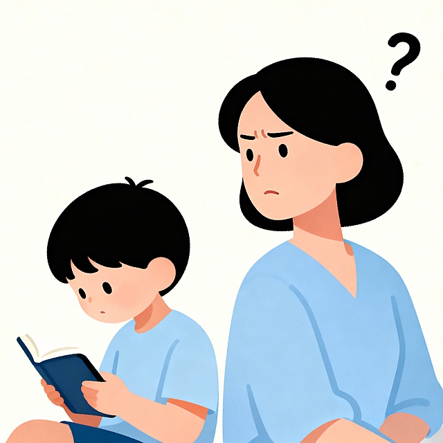 【配图建议：圆角插画｜亲子面对面但疏离，孩子低头玩手机 / 看书，家长皱眉疑惑，色调柔和（米白 + 浅蓝）】