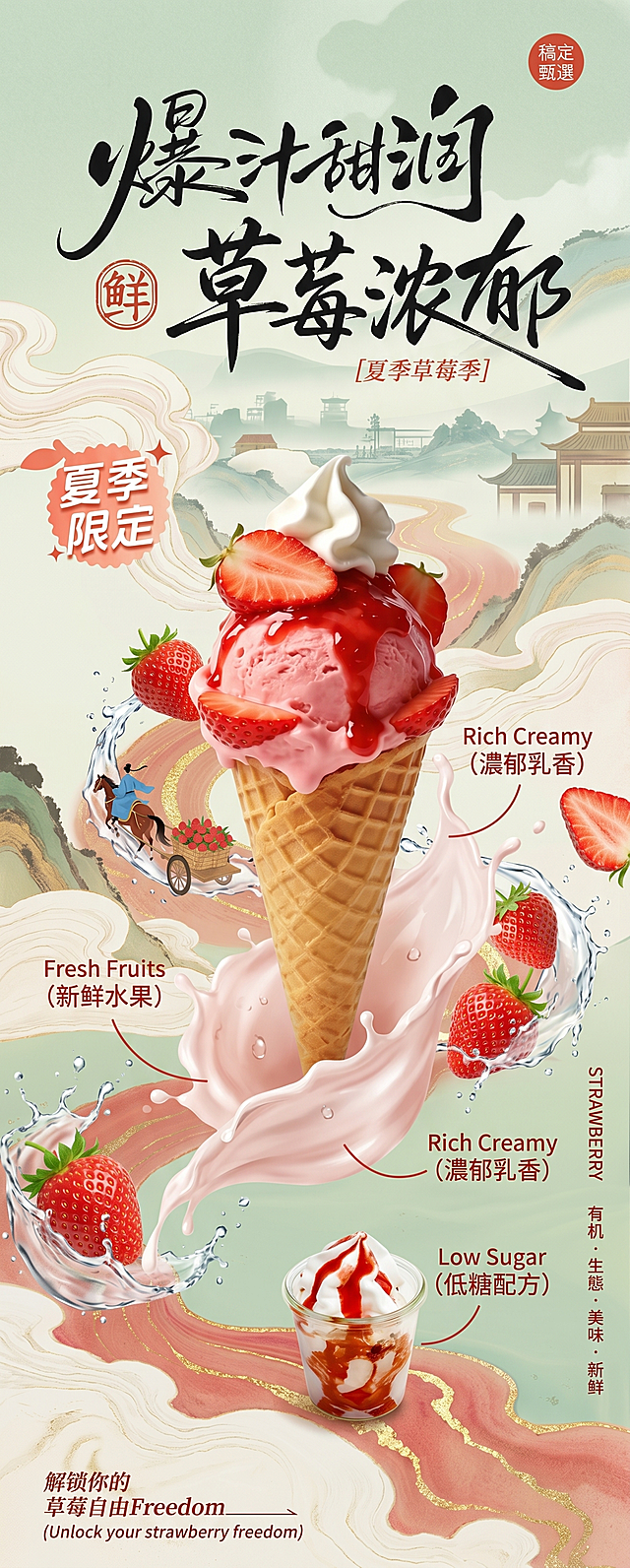 参考图2图3图4的场景效果，为 产品图1设计一个独特的电商场景 图，比例8:20