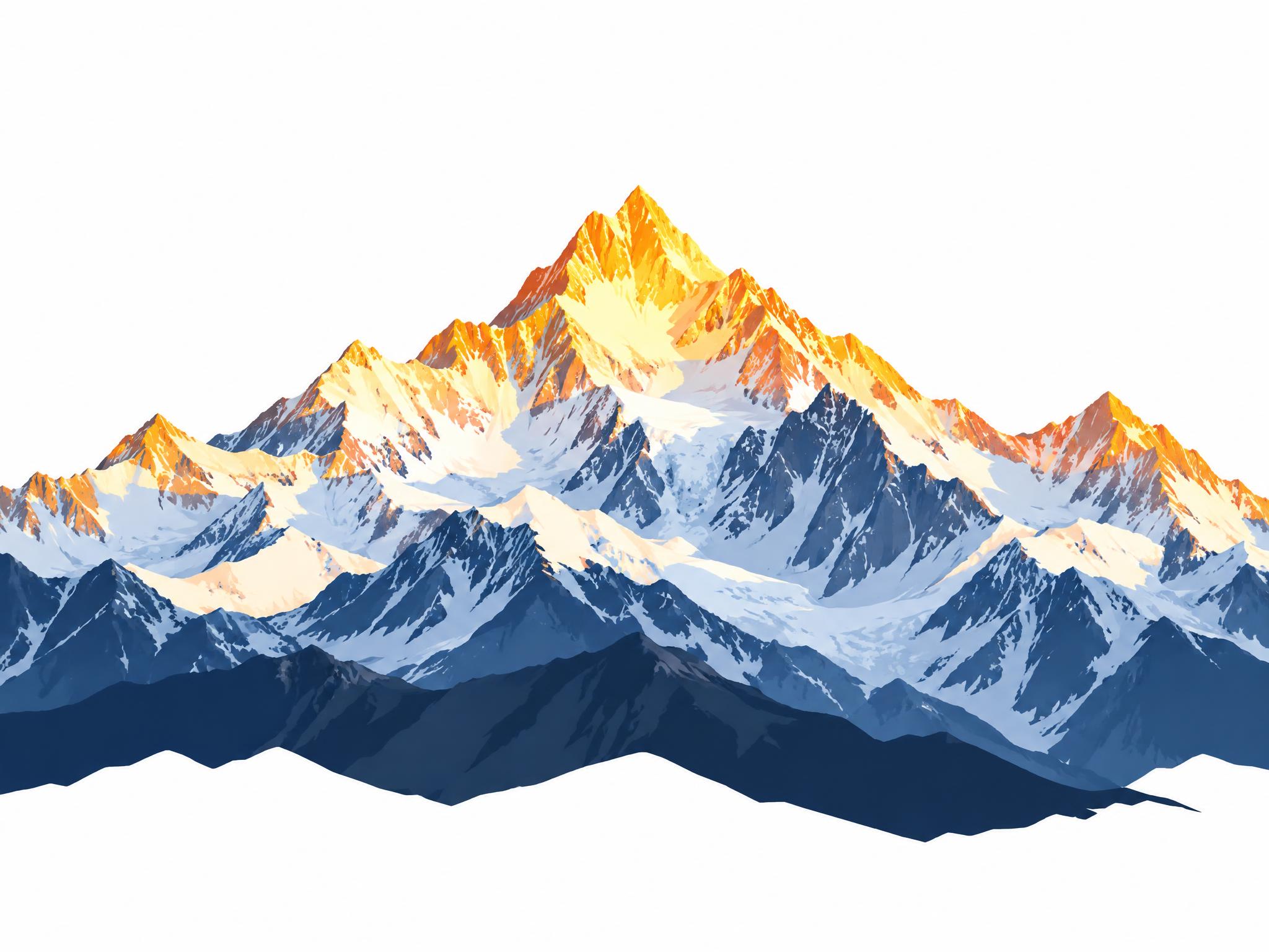 梅里雪山矢量图形，香格里拉地标雪山，简洁扁平化矢量插画风格，雪… - 图片创意预览