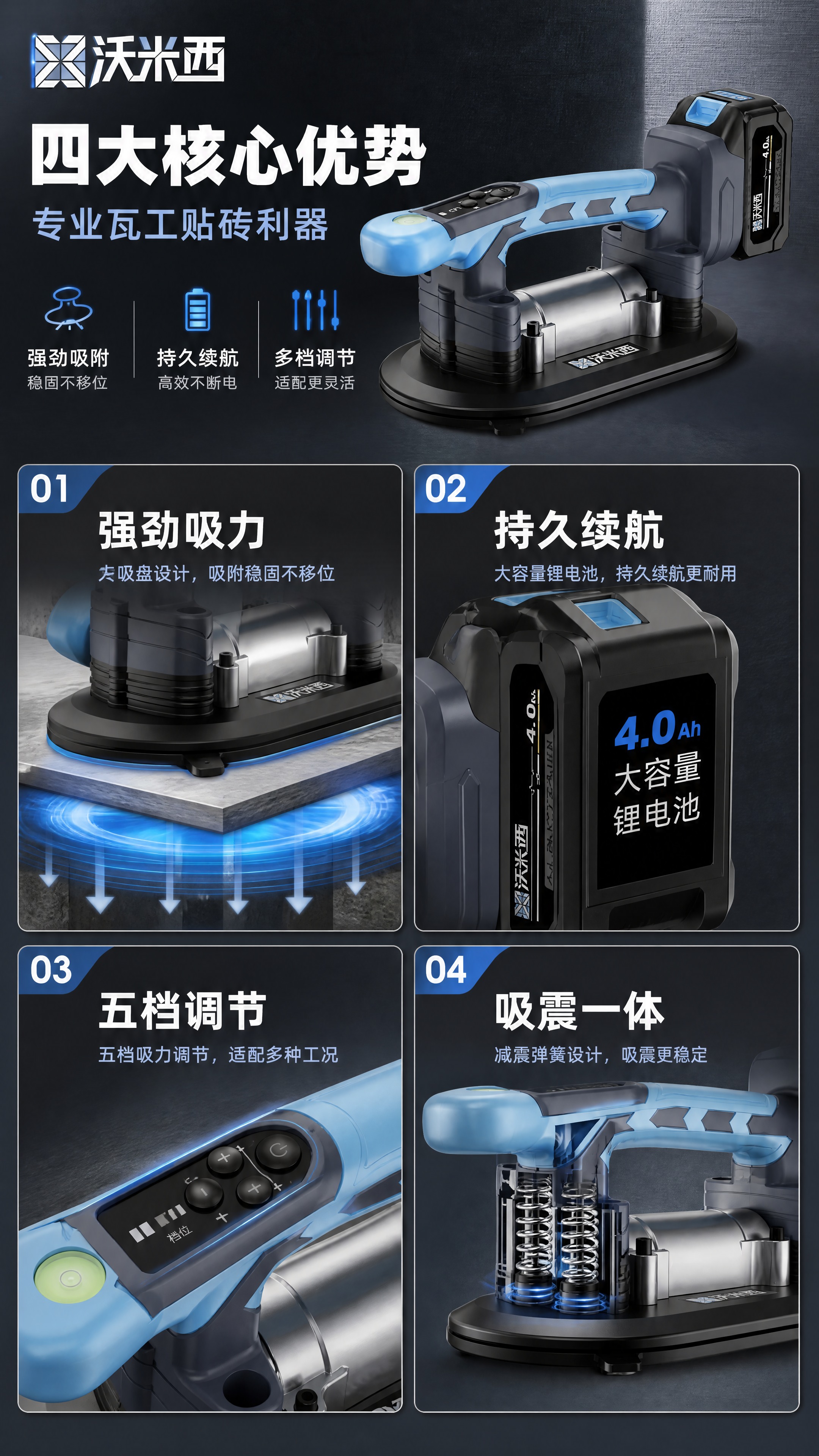 [商品] 使用【图3】沃米西吸盘型瓷砖平铺机主视觉图；保留蓝灰… - 图片创意预览