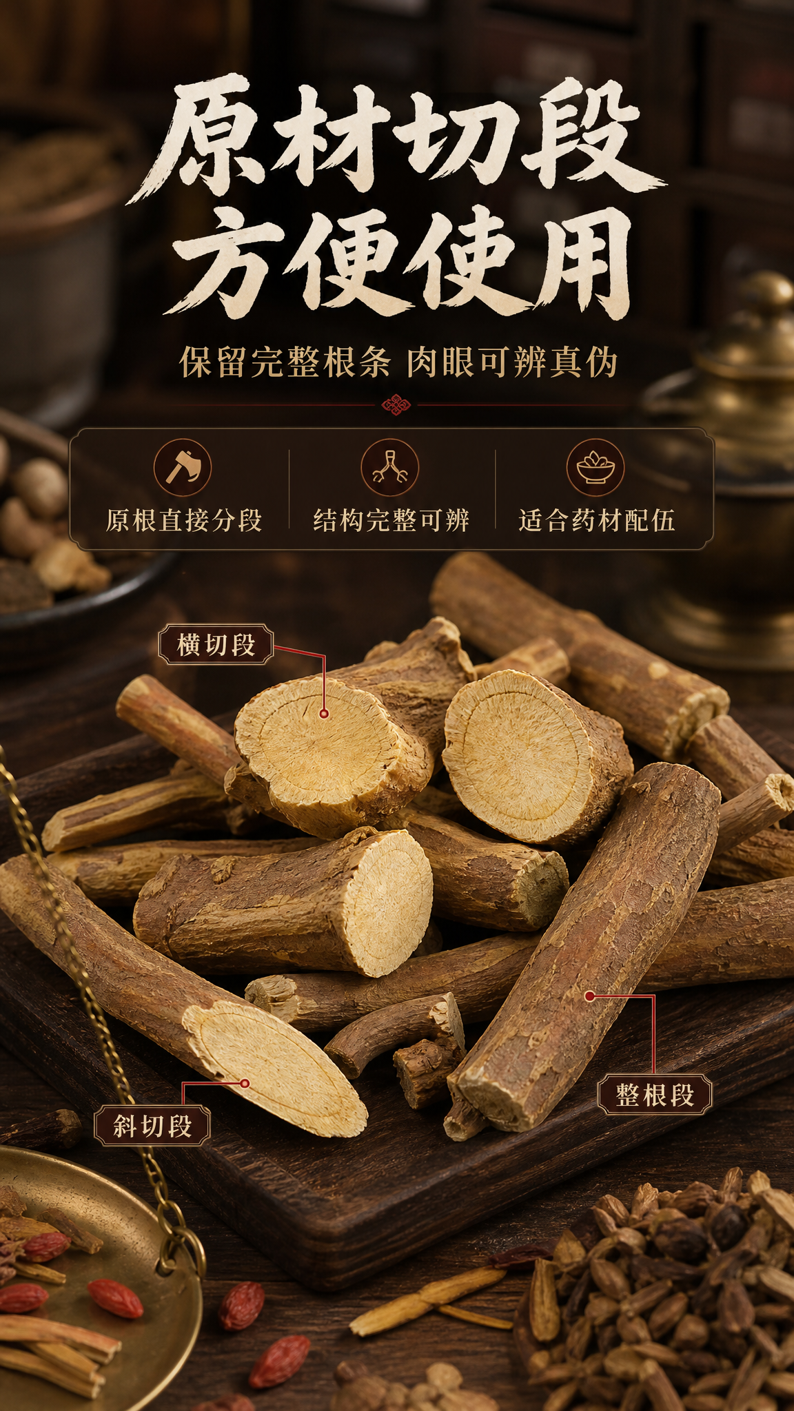 [商品] 使用【图2】鸡骨常山药材，保留根条切段形态、棕黄外皮… - 图片创意预览